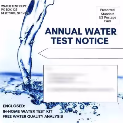 Annual water test kit mail campaign